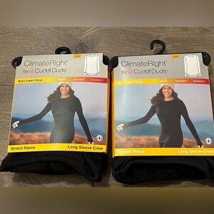 2 Climate Right By Cuddl Duds Base Layer Crews Size Large New